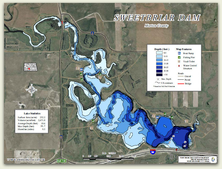 Sweetbriar Dam Contour Map
